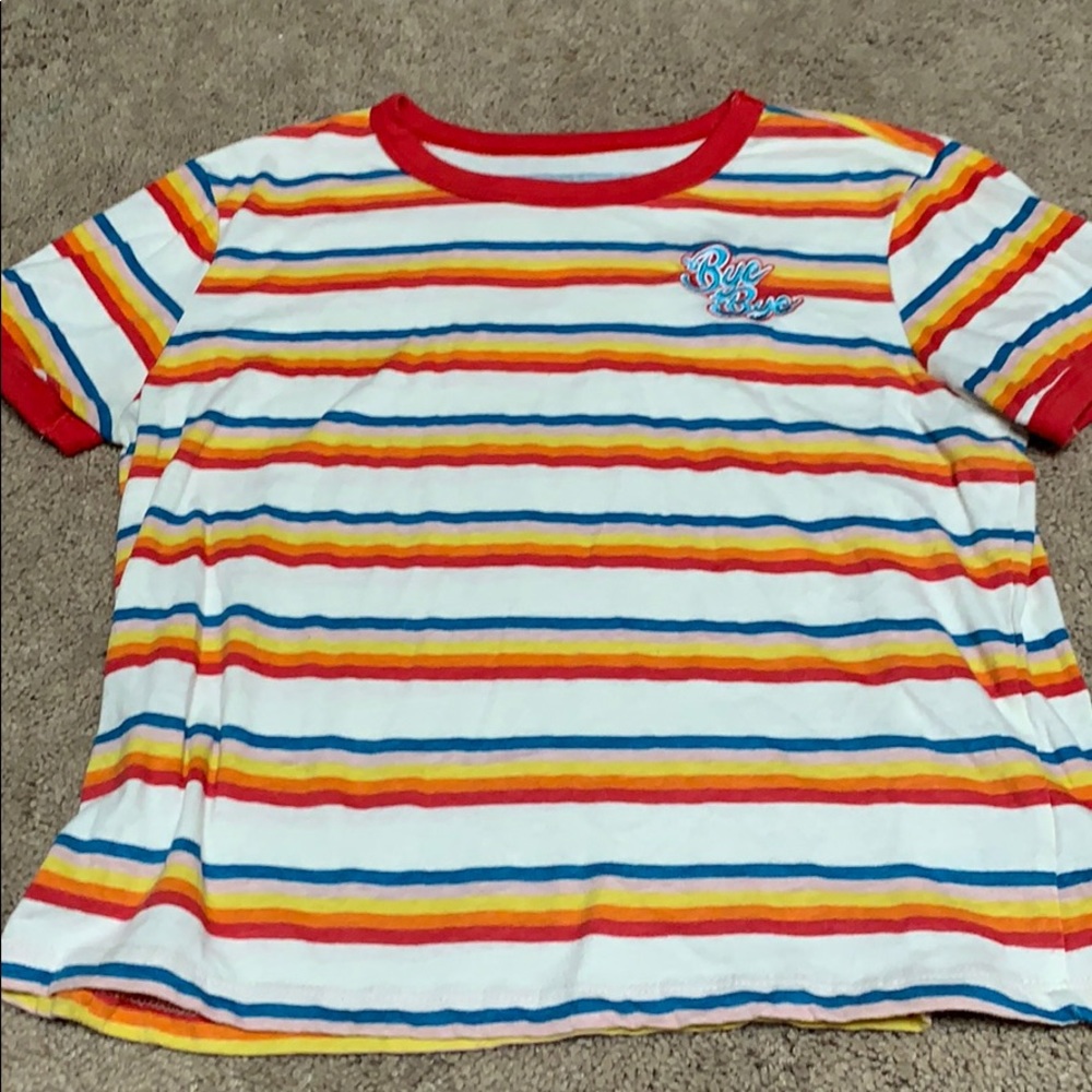 embroidered stripped tshirt, slightly cropped